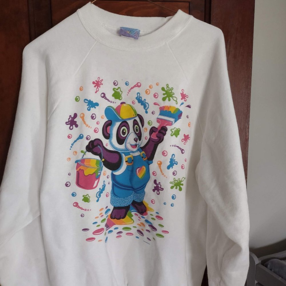 VINTAGE 1995 LISA FRANK PANDA PAINTER CREWNECK SWEATSHIRT SZ L